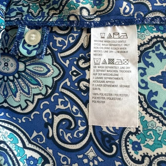 Joan Rivers Moroccan Print Silky Blouse with Long Sleeves - Small - Picture 4 of 6